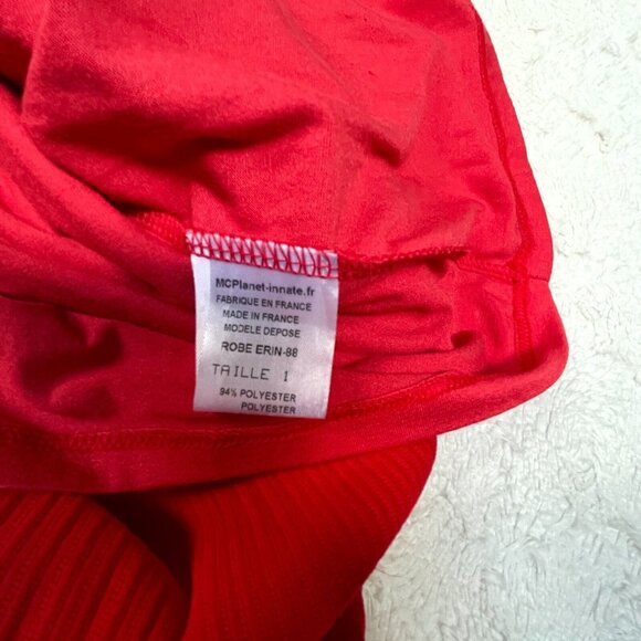 MC Planet by Innate Dress Size 1 Sleeveless Pleated Asymmetric Red Stretch - Picture 8 of 9